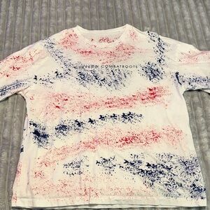 Driven Combatboots Splatter Short Sleeve Tee - White, Red, and Blue